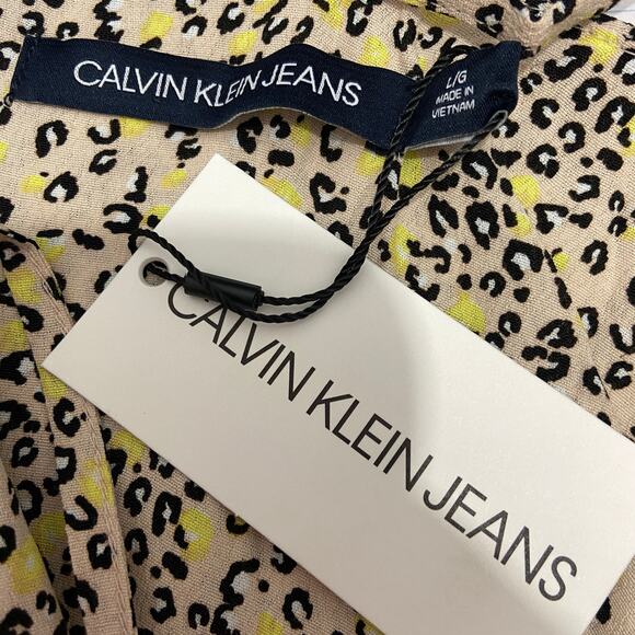 Calvin Klein Jeans Leopard Print Spaghetti  Strap Mini Dress Women's Size Large - Picture 5 of 6